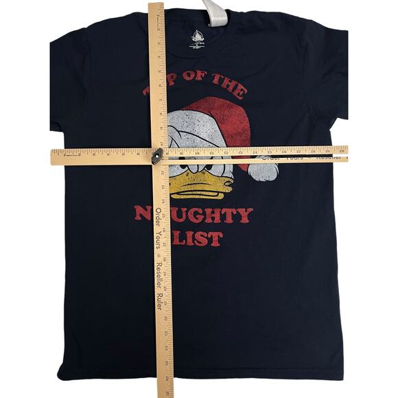 Disney Donald Duck T-shirt in a Santa hat Top of the Naughty List Navy Medium - Picture 8 of 10